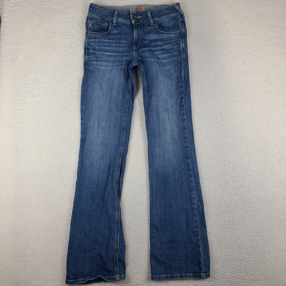 ARIAT Jeans Womens 28 Blue Perfect Rise Arrow Boot Cut Medium Wash REAL Denim